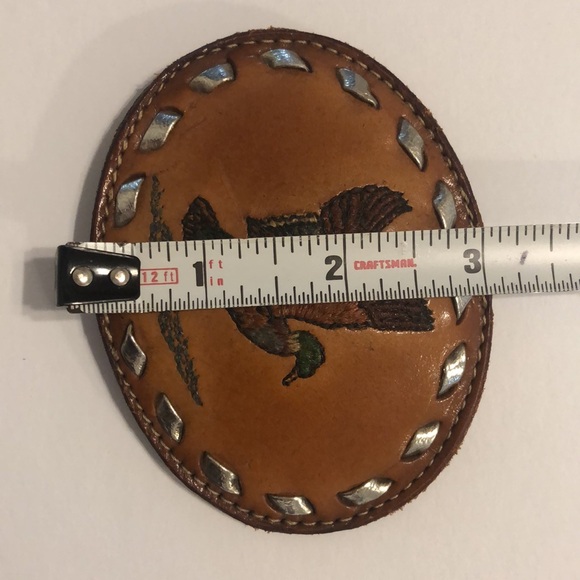 Leather Belt Buckle with Mallard Duck Texas Western - Picture 6 of 10
